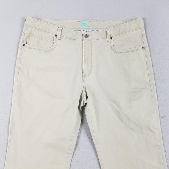 Tommy Bahama Pants Mens 42x32 Khaki 5-Pocket Stretch Chino Casual Flat Front - Picture 2 of 16